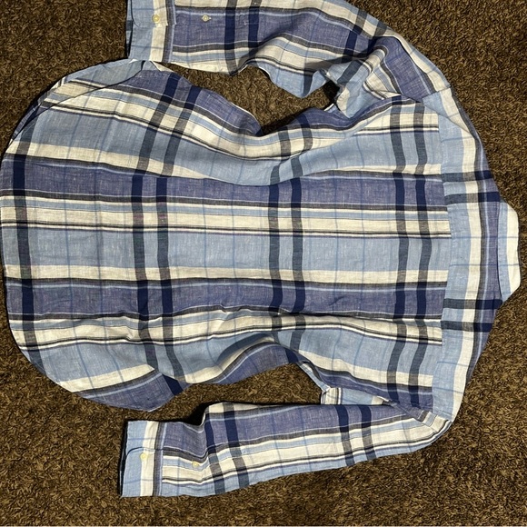 Ralph Lauren Blue Plaid Shirt with Floral Accents - Picture 4 of 6